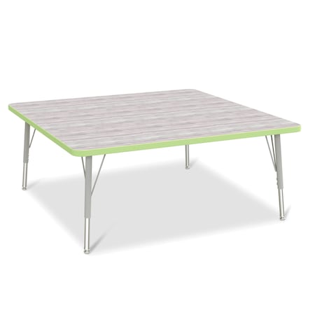 Jonti-Craft Berries Square Activity Table, 48 in. x 48 in., E-height, Driftwood Gray/Key Lime/Gray 6418JCE451